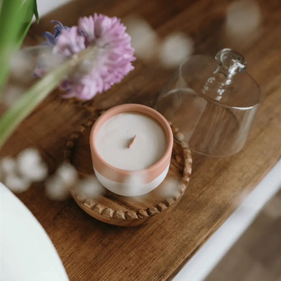 Bougie - Osaka | Lilas + Jasmin Coton Corail Bougie Parfumée - Fait au québec