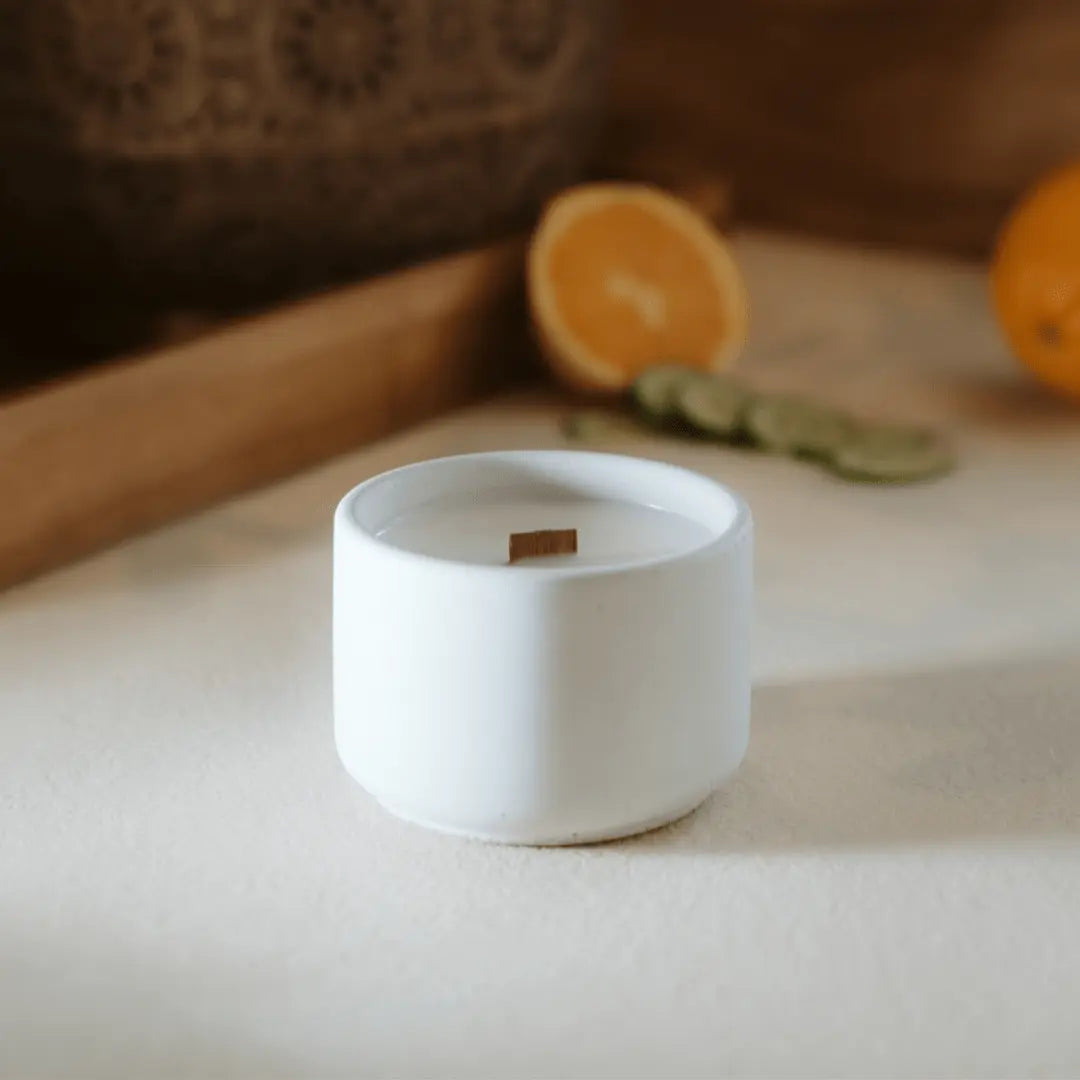 Bougie - Séville | Orange Espagnole + Concombre Coton Corail Bougie Parfumée - Fait au québec