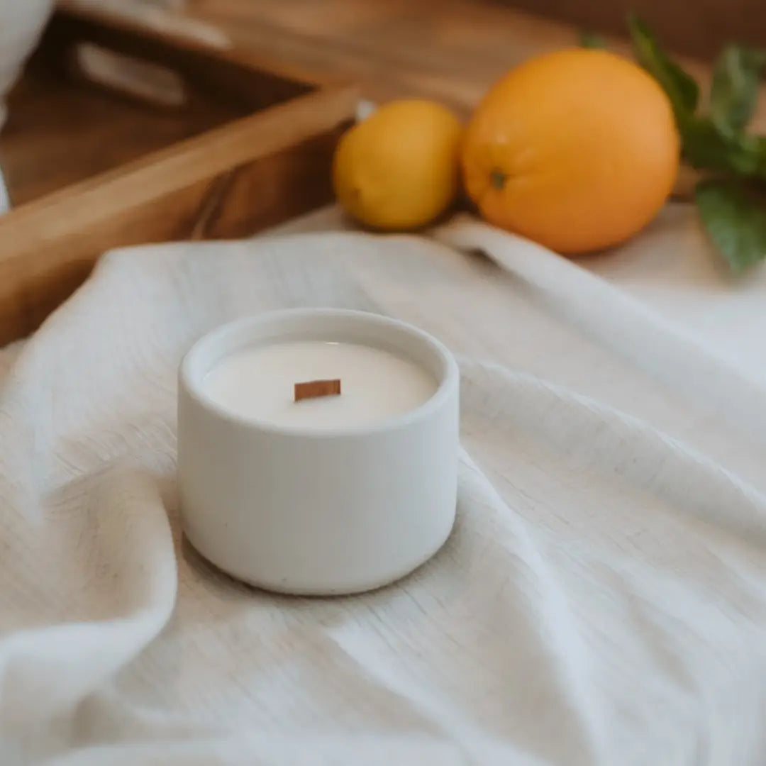 Bougie - Toscane | Basilic + Néroli Coton Corail Bougie Parfumée - Fait au québec