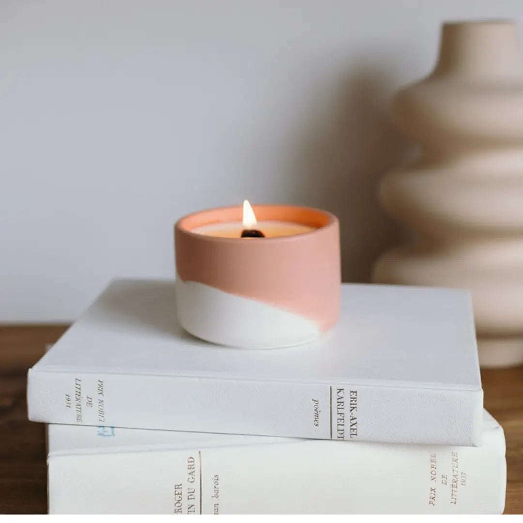 Bougie - Toscane | Basilic + Néroli Coton Corail Bougie Parfumée - Fait au québec