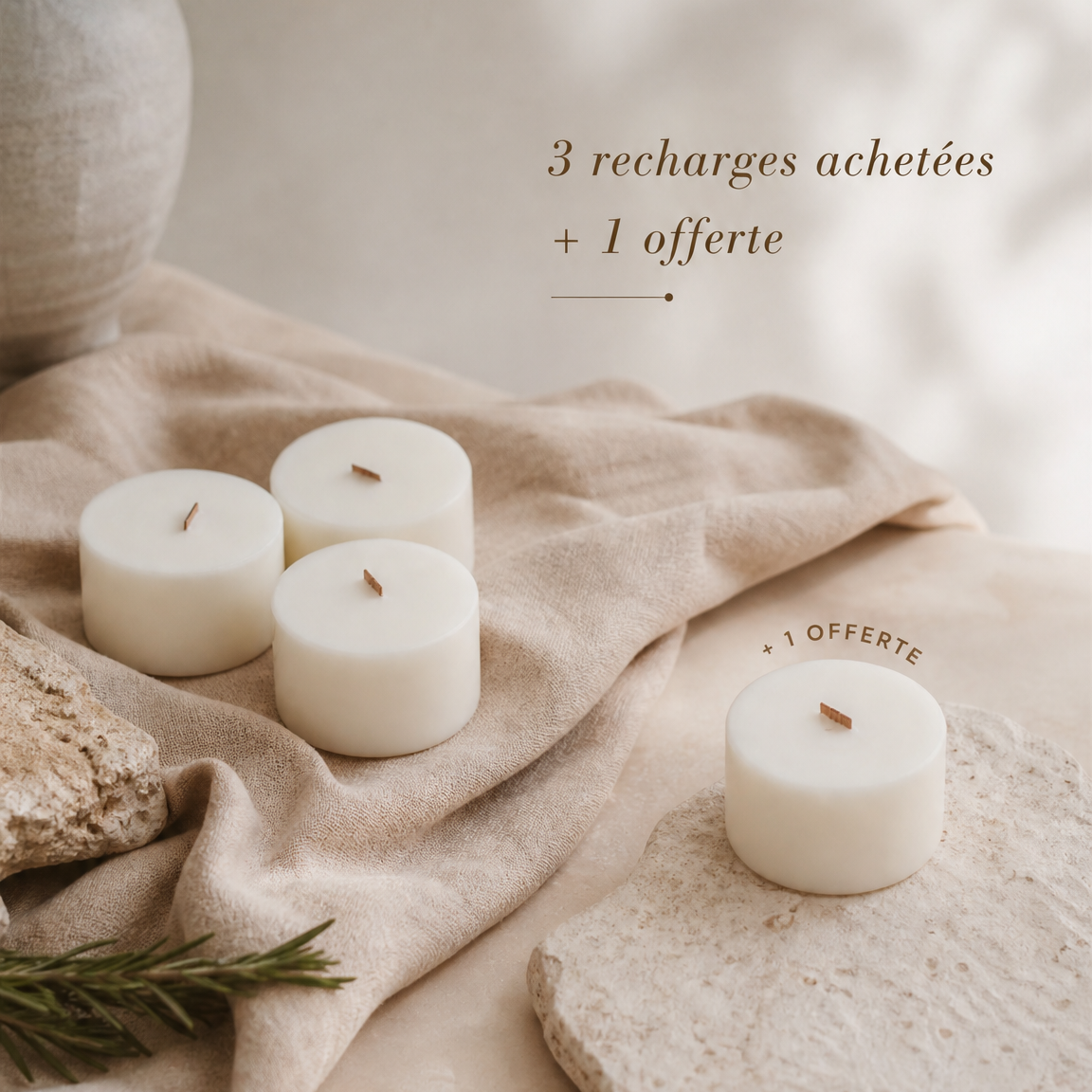 3 recharges de bougies achetéd 1 offerte