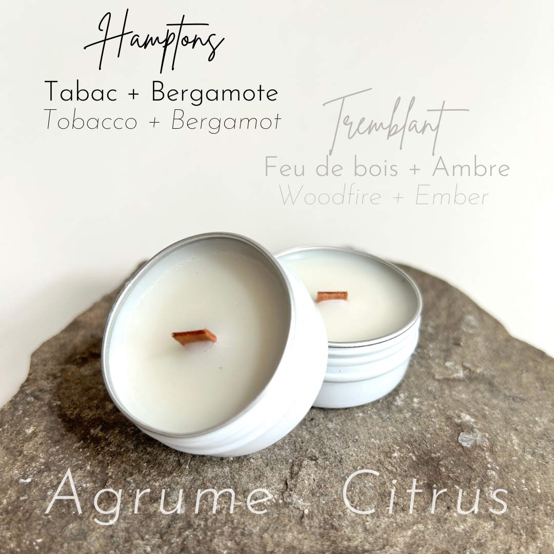 Mini bougie montréal - kit découverte fumée - fait au quebec - bougie rechargeable