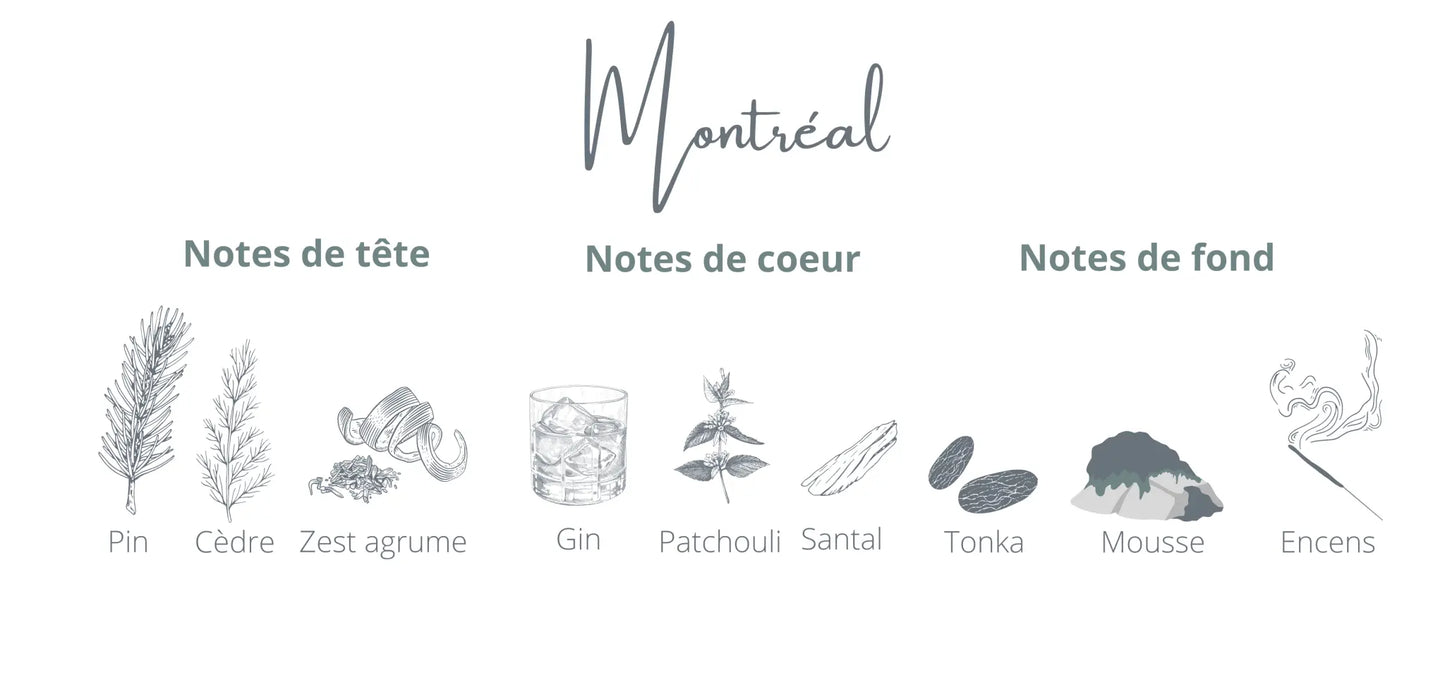 Montréal | Gin + Épinette Coton Corail Bougie Parfumée - Fait au québec