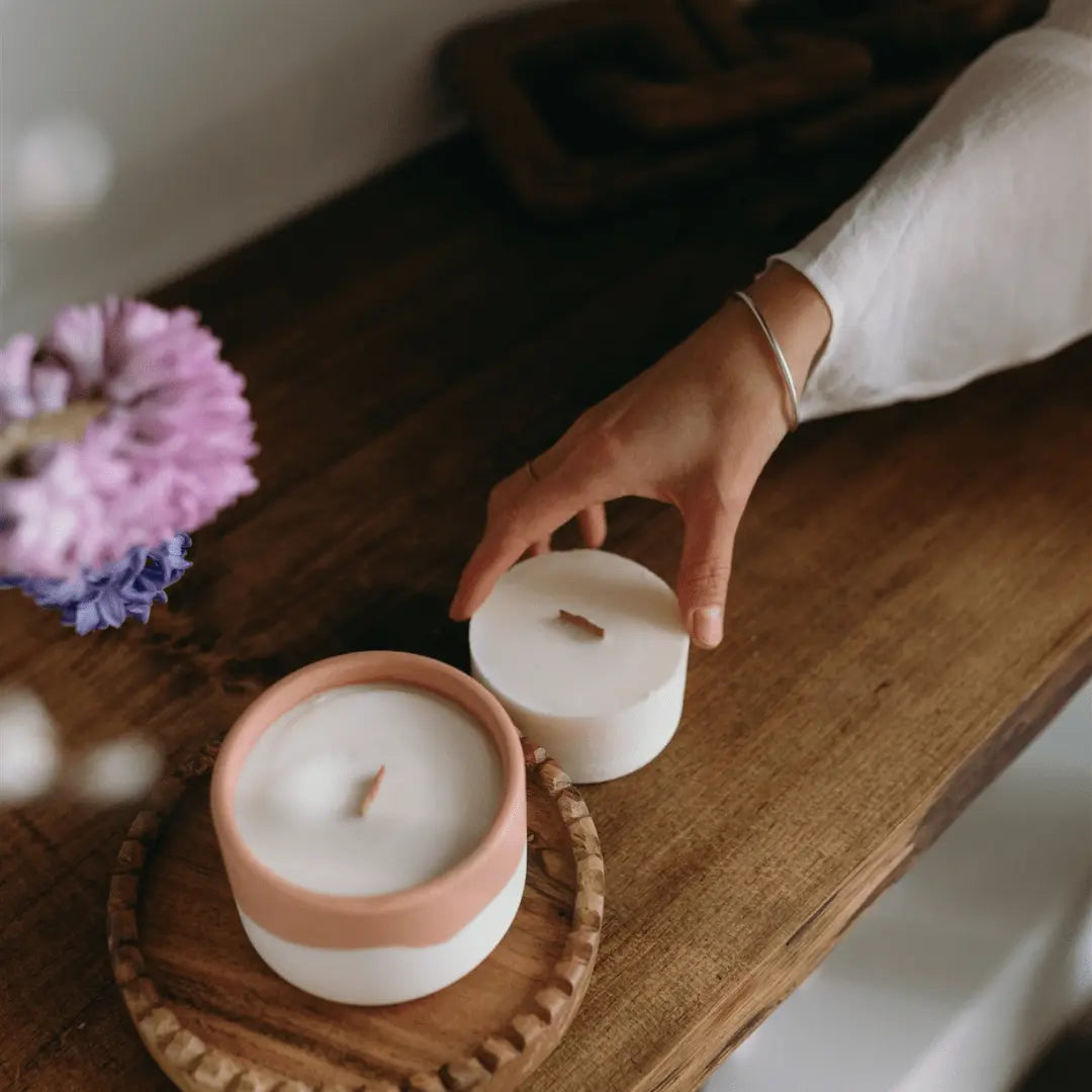 Recharge - Osaka | Lilas + Jasmin Coton Corail Bougie Parfumée - Fait au québec
