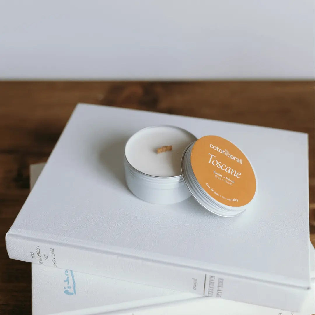 Voyage - Toscane | Basilic + Néroli Coton Corail Bougie Parfumée - Fait au québec