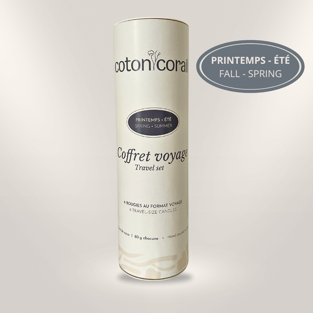 coffret 6 bougies coton corail printemps été