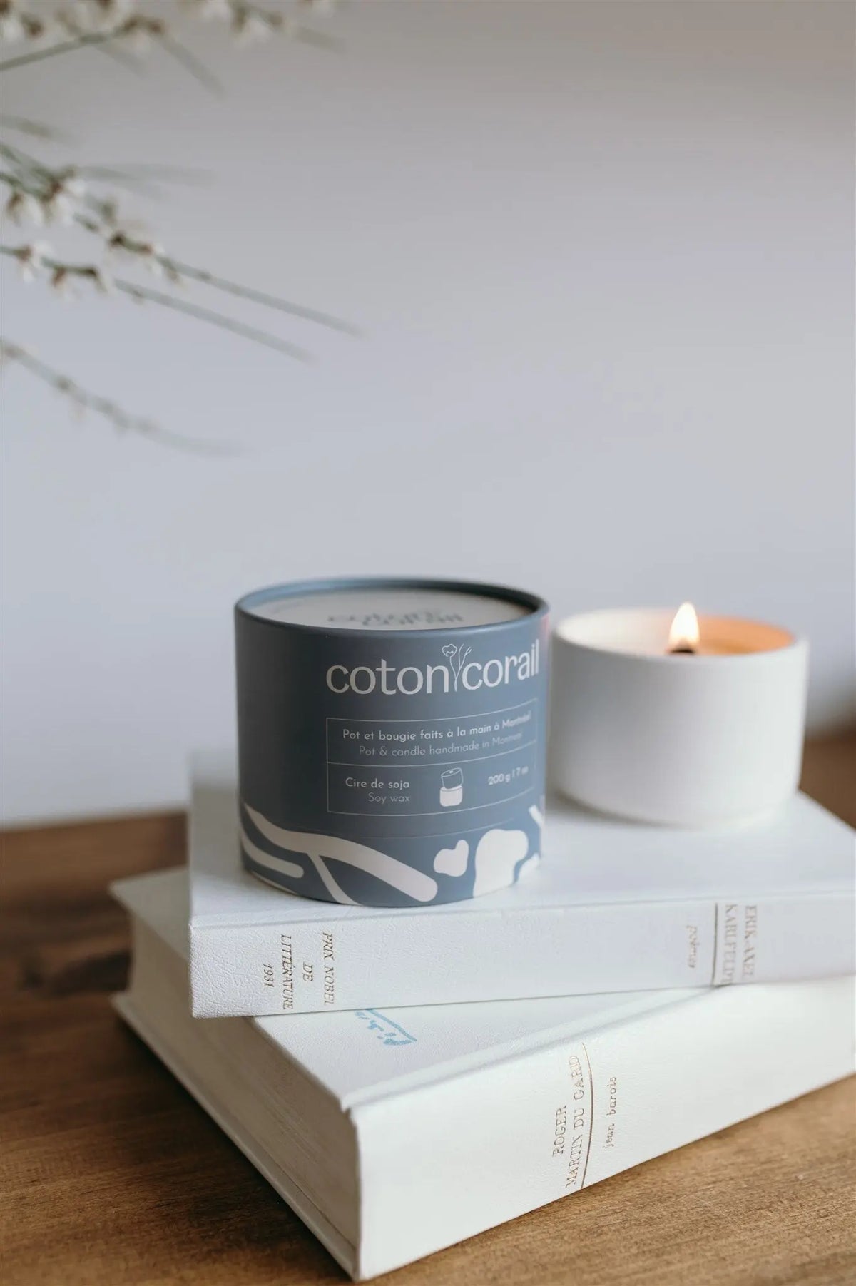 Une-bougie-comme-Cadeau Coton Corail 