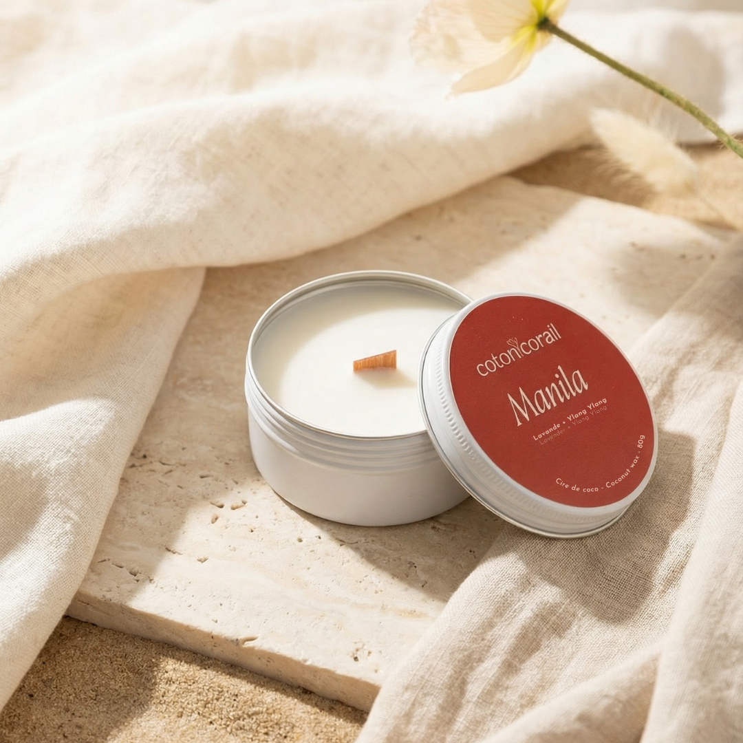 Format Voyage Coton Corail Bougie Parfumée - Fait au québec
