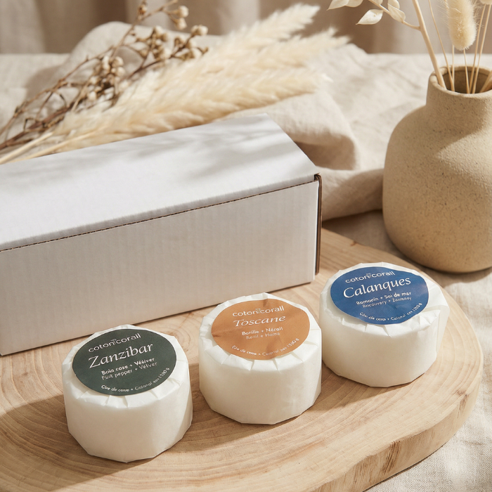 3 recharges bougies cire de coco - livraison gratuite