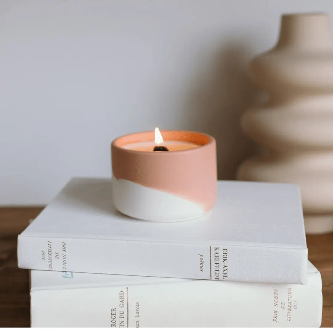 Bougie - Sicile | Bergamote + Ambre gris Coton Corail Bougie Parfumée - Fait au québec