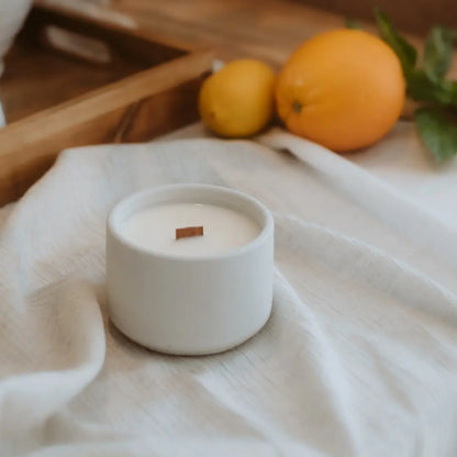 Bougie - Toscane | Basilic + Néroli Coton Corail Bougie Parfumée - Fait au québec