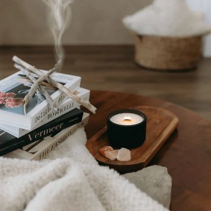 Bougie Tremblant | Feu de bois + Ambre Coton Corail Bougie Parfumée - Fait au québec