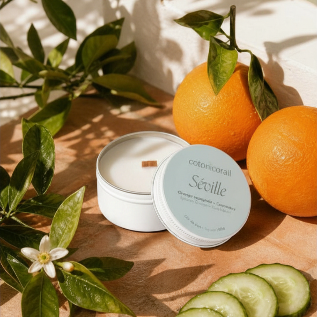 Bougie parfumée Orange Concombre fait au quebec