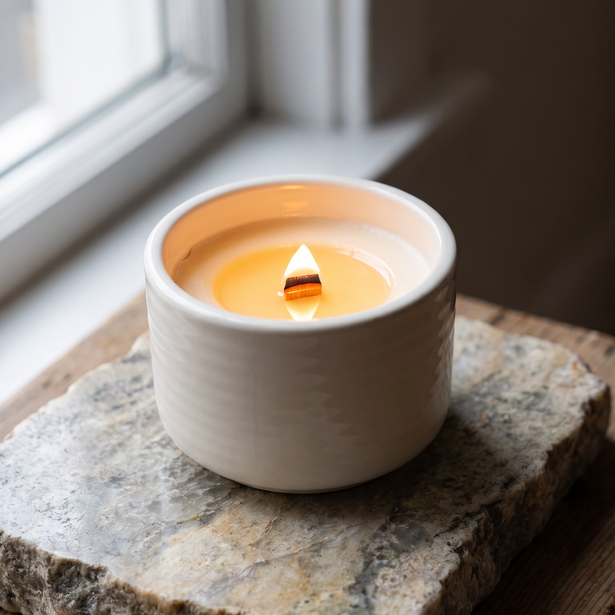 Bougie artisanale fait au quebec - céramique blanche