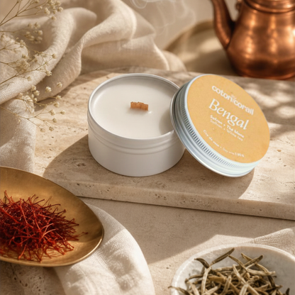 Bougie parfumée safran tabac thé fait au quebec