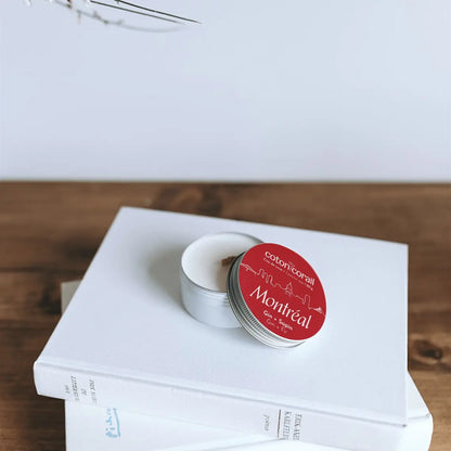 Format voyage Montreal| Gin + Épinette Coton Corail Bougie Parfumée - Fait au québec