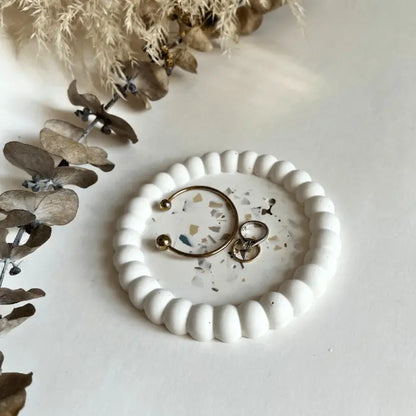 Plateau à Bougie en Terrazzo Coton Corail Bougie Parfumée - Fait au québec