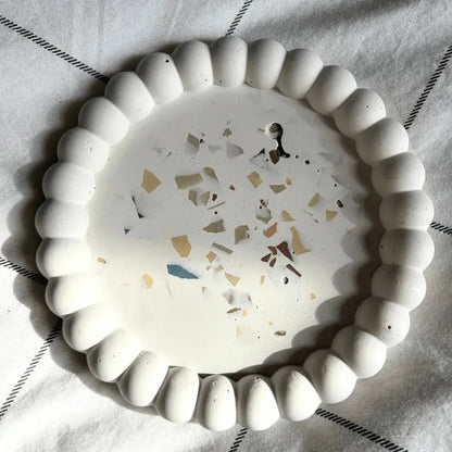 Plateau à Bougie en Terrazzo Coton Corail Bougie Parfumée - Fait au québec