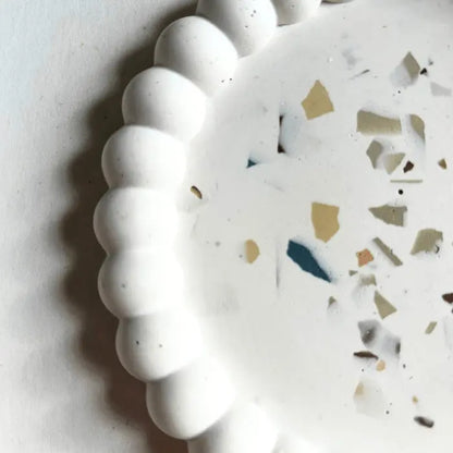 Plateau à Bougie en Terrazzo Coton Corail Bougie Parfumée - Fait au québec