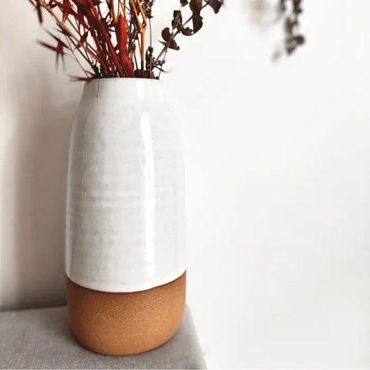 Vase en Céramique Coton Corail Bougie Parfumée - Fait au québec